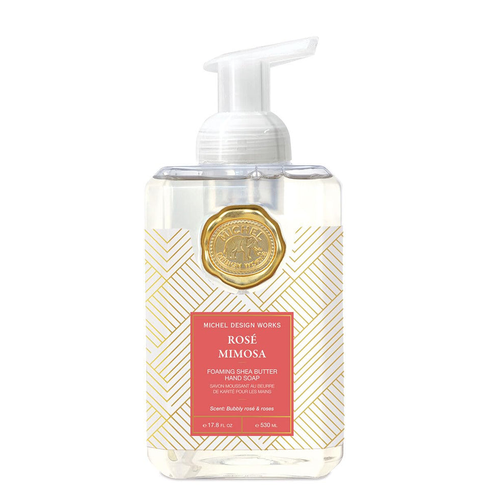 Michel Design Works Rose Mimosa foaming soap bottle with pump for elegant hand cleansing
