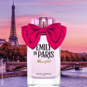Michel Germain Emily in Paris eau de parfum box showcases luxurious unboxing experience