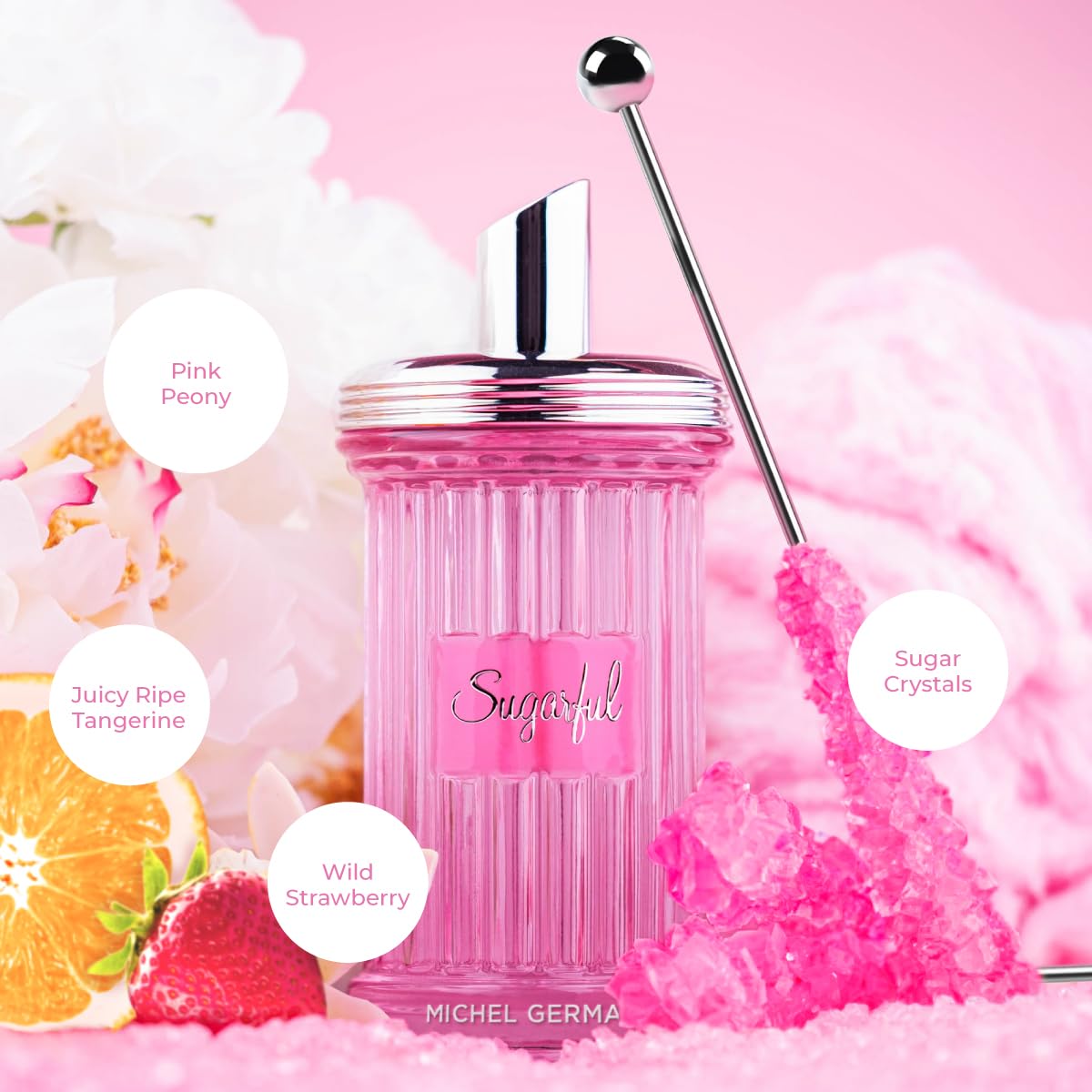 Sugarful bottle top view highlighting elegant cap for premium fragrance experience