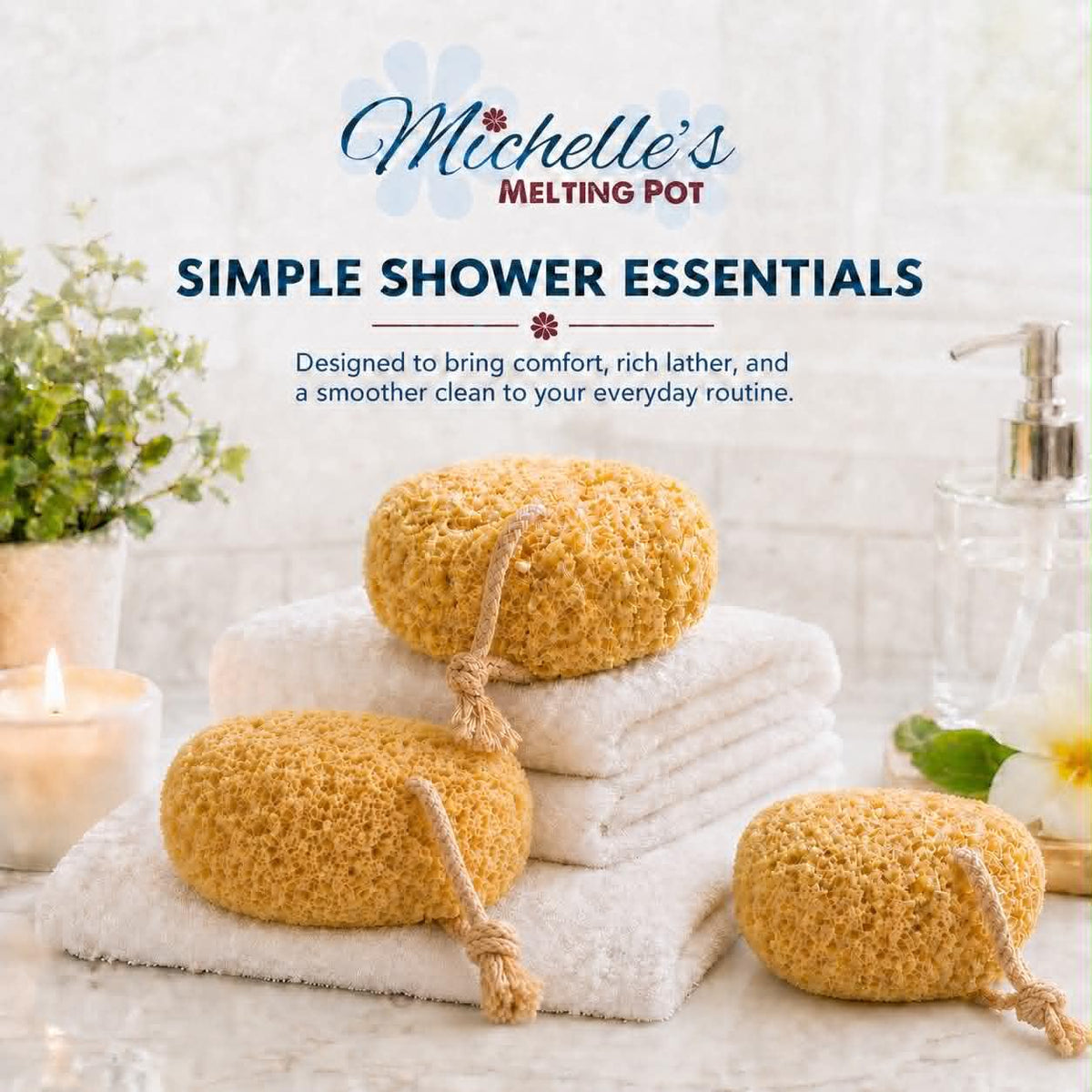 Michelle's Melting Pot fast-drying loofah stays ready between showers.