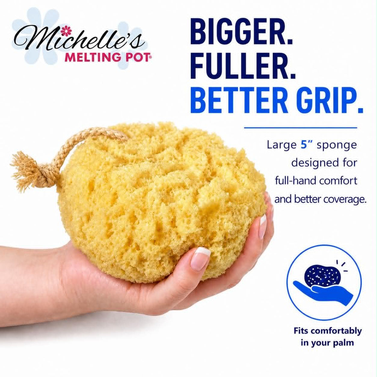 Michelle's Melting Pot natural feel shower loofah with a soft, spa-like touch.