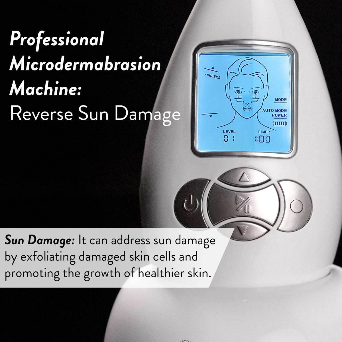 Microderm GLO skin texture close-up showing smoothing effect