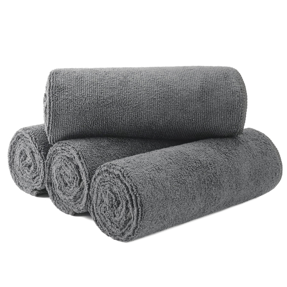 MICROFI microfiber hair-drying towel folded for compact storage and quick drying.