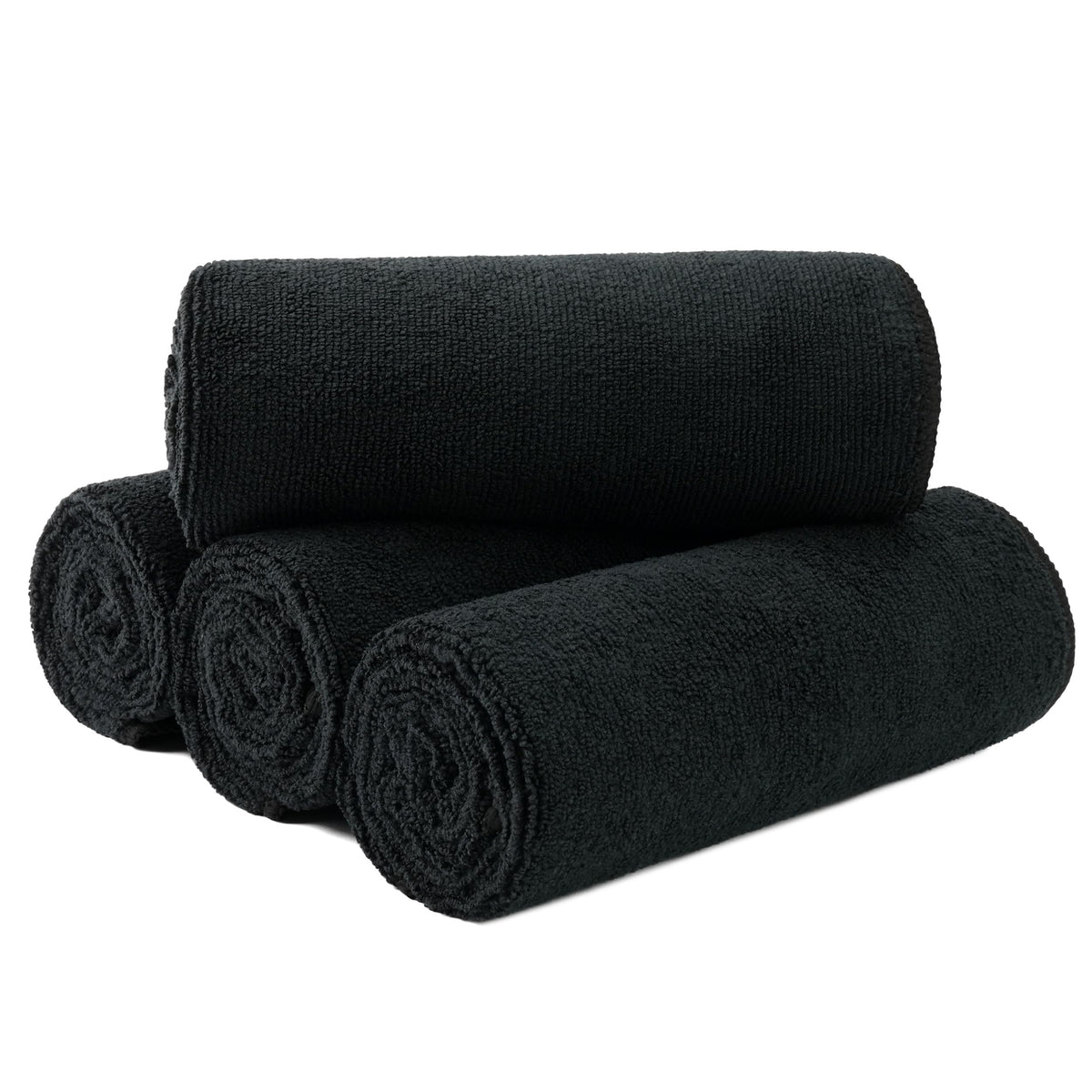 MICROFI New microfiber towels rolled for rapid absorbency after washing.