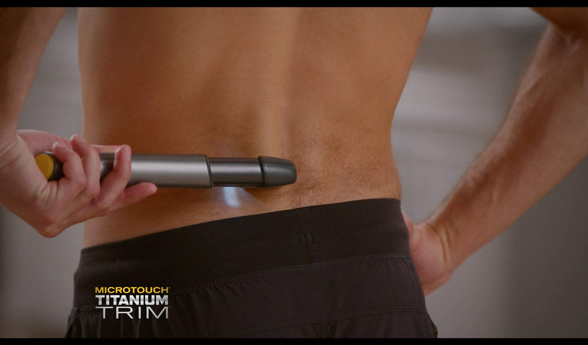 MicroTouch Titanium Trim cordless design for quiet at-home grooming.