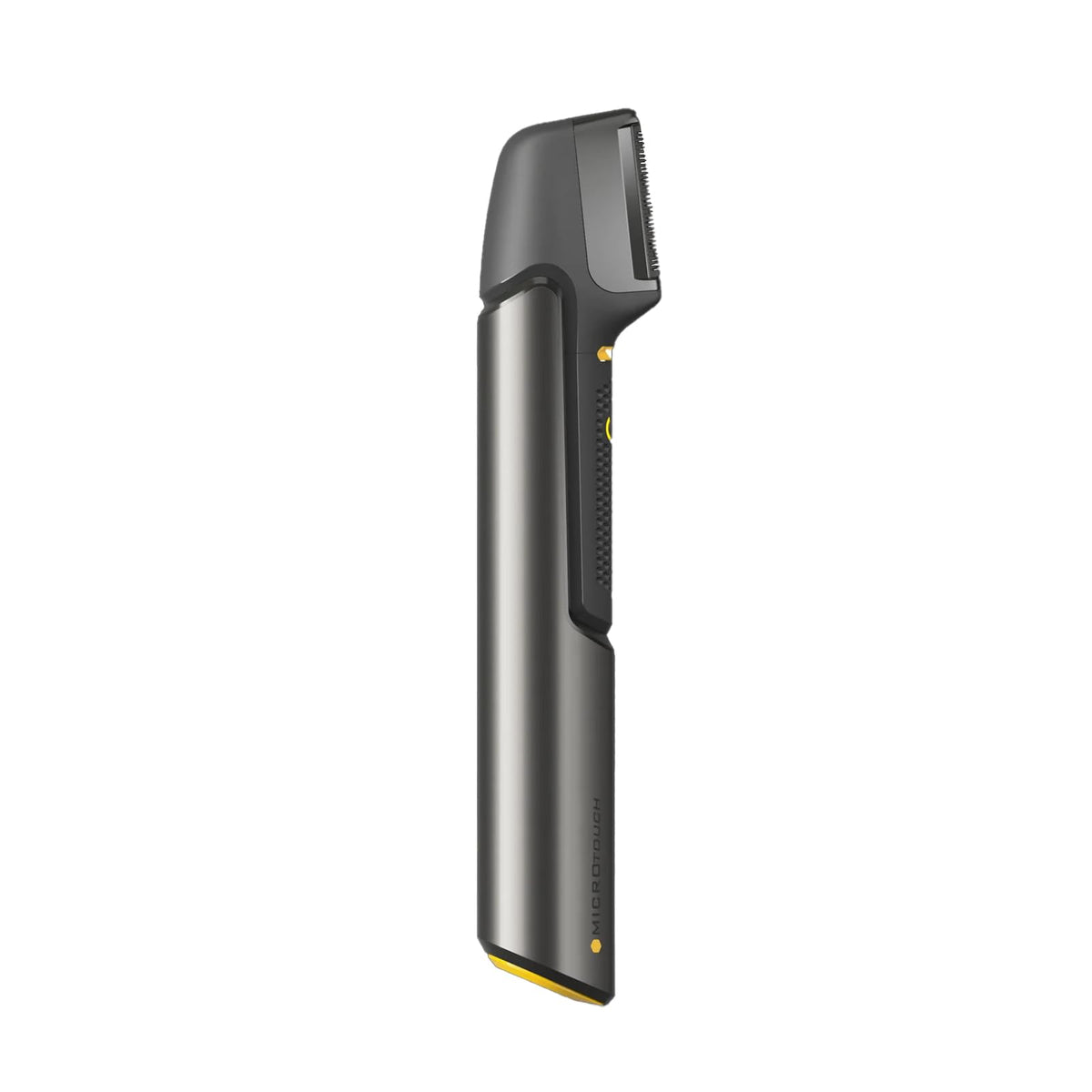 MicroTouch Titanium Trim with extendable arm reaching back hair for easy grooming.