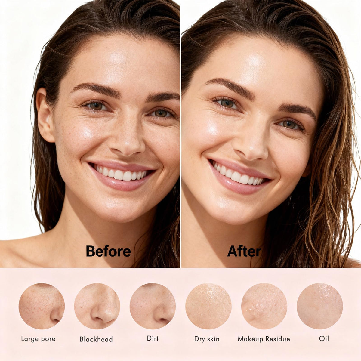 Sonic cleansing removes dirt and makeup from pores with minimal irritation