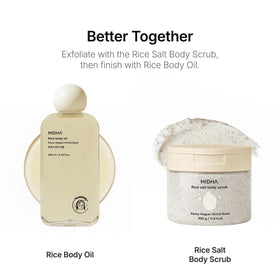 Midha Rice Body Oil massage scene, satin-soft finish after use.