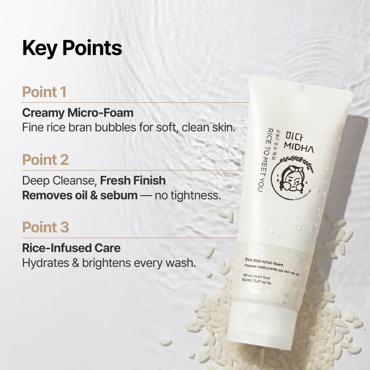 MIDHA exfoliating particles gently lift impurities for refined pores