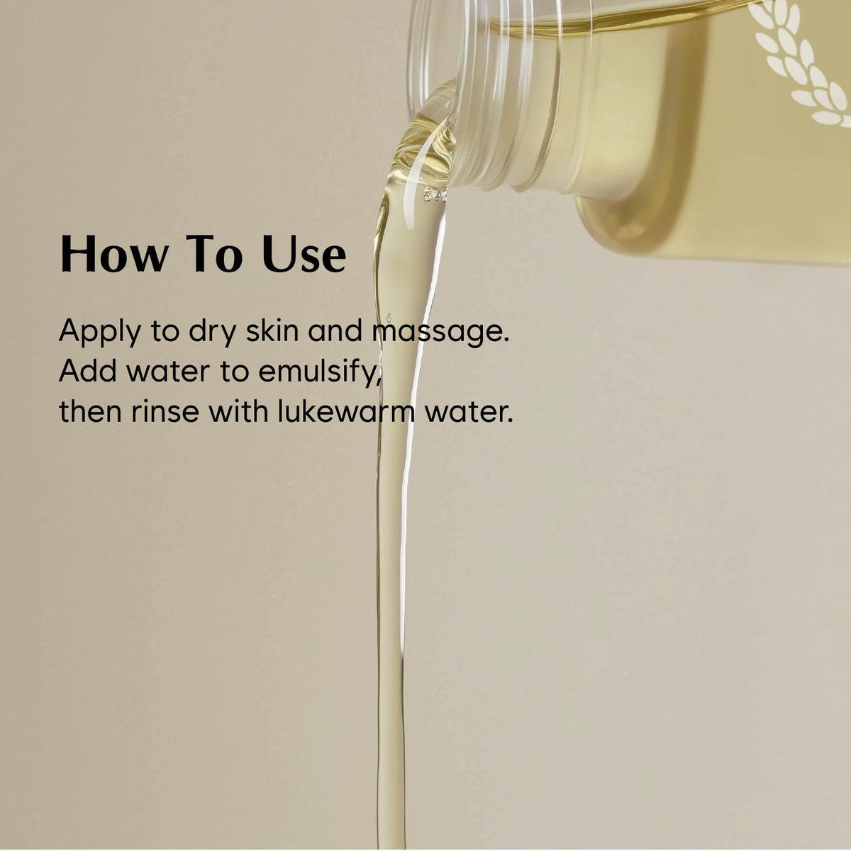 Midha Rice Cleansing Oil bottle emphasizes gentle formula for all skin types.