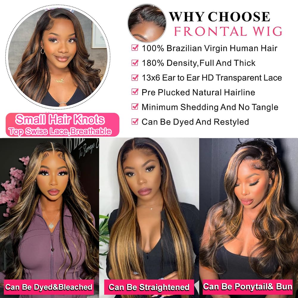 miear 13x6 wig 180 density body wave for fuller look