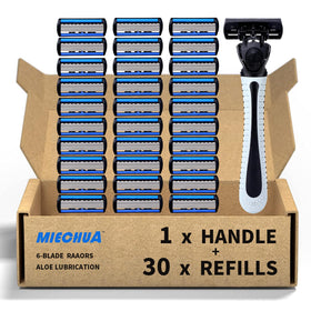 MIECHUA 6-Blade Razor handle offers a secure grip for precise shaving.