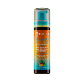Mielle Mango Tulsi Nourishing Silk Mousse bottle pour supports smooth curl definition