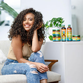 Mielle Mango Tulsi Hair Shine after styling reveals natural glow