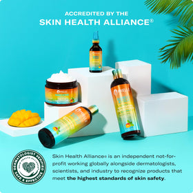 Close-up of Mielle Organics Mango & Tulsi conditioner label, vegan and cruelty-free promise