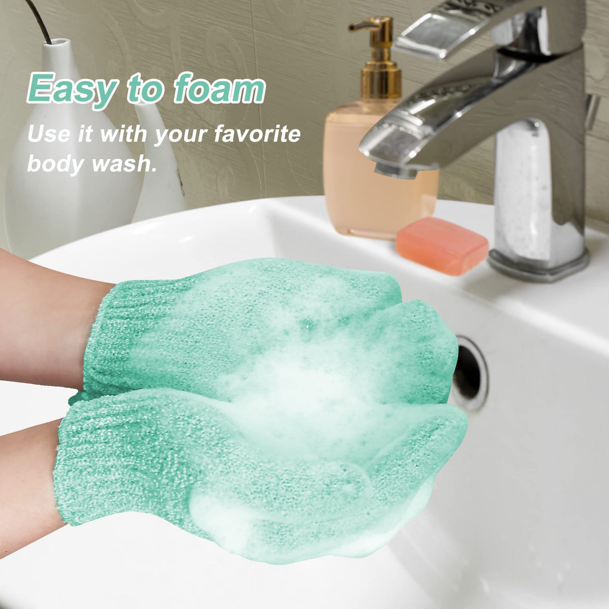 Mig4U shower scrub gloves gray help remove dry skin for a smooth finish