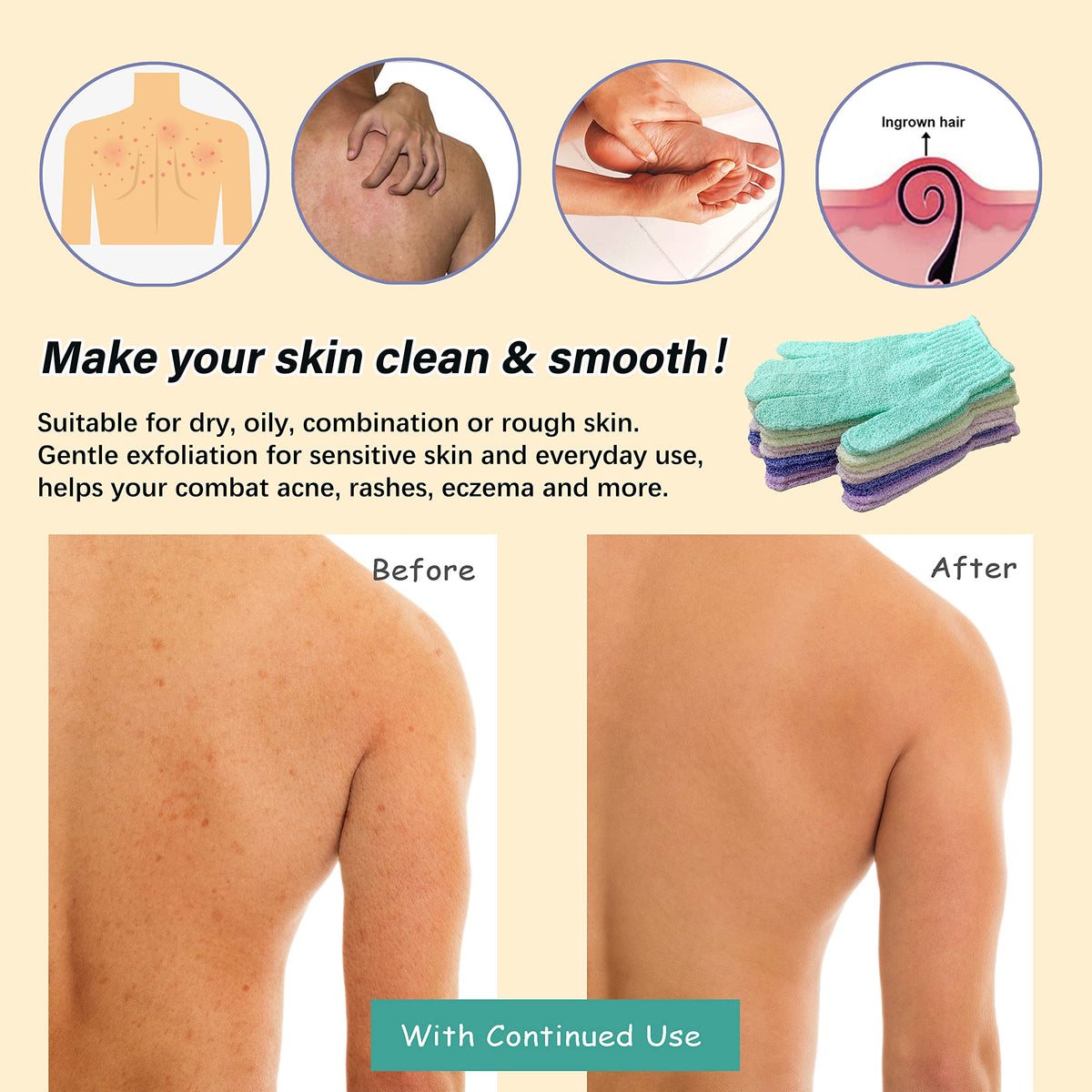 Mig4U shower scrub gloves green enhance skin texture during showers