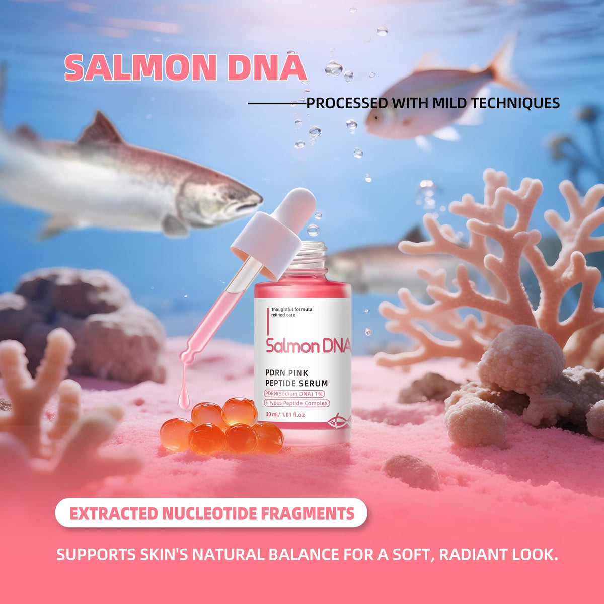 Mignor PDRN Serum drops closeup highlights radiance.