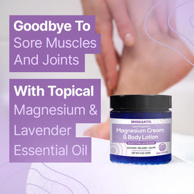 MIGRASTIL cream lavender pour highlights quick-absorb, non-greasy skin application.