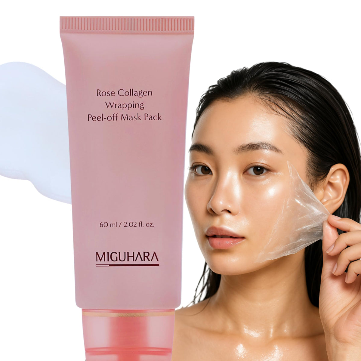 MIGUHARA Rose Collagen Wrap Mask packaging front view for at-home spa rituals