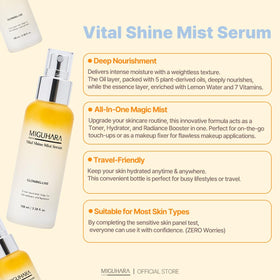 Miguhara Vital Shine Mist Serum application demonstrated after cleansing.