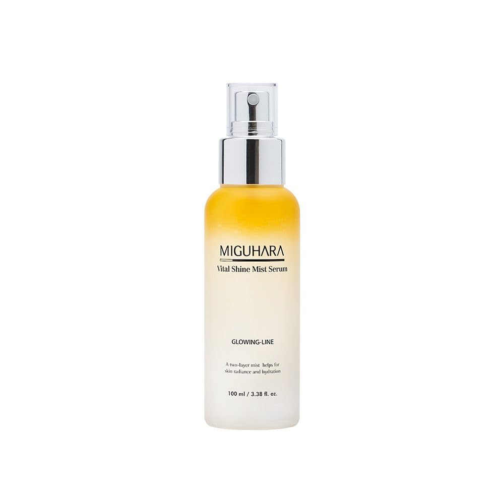 Miguhara Vital Shine Mist Serum bottle showing premium packaging and instant hydration.
