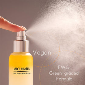 Miguhara Vital Shine Mist Serum setup hints at daily ritual usage.