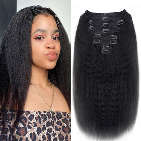 Mihugass kinky straight clip-in extensions blend with natural hair volume for everyday wear
