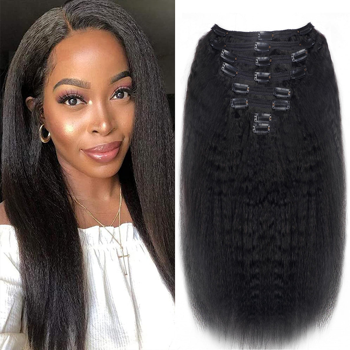 Mihugass kinky straight clip-ins blend naturally for fuller hair