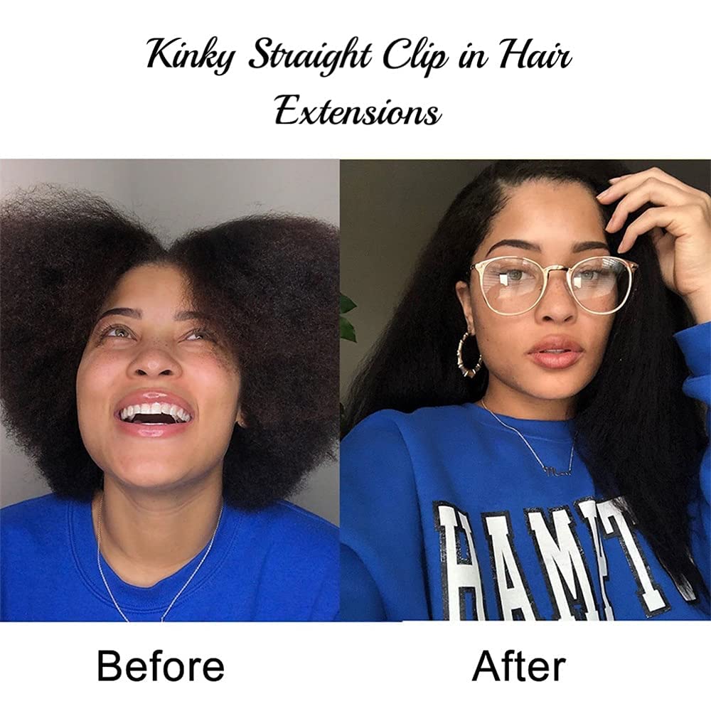 Mihugass Kinky Straight Clip-Ins daily-wear setup shows quick styling and versatile use.