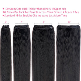 Mihugass Kinky Straight Clip-Ins full-volume look on mannequin demonstrates thicker natural finish.