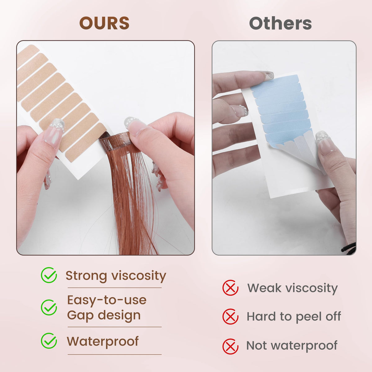 MIILYE invisible ultra-thin tape blends with natural hair.
