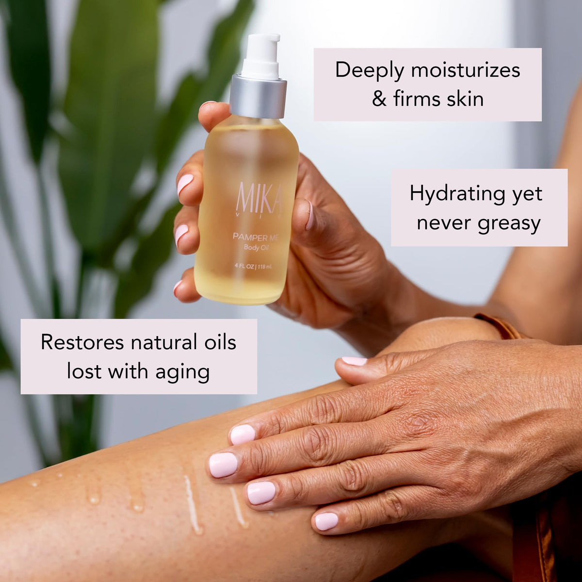 Mika Vie satin-soft skin after application hints at gentle, luxurious routine