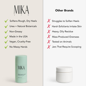 Mika Vie Urea Foot Balm Stick twist-up design for clean application.