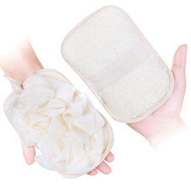 Mikimini bath loofah sponge two-pack creates rich lather for cleansing.