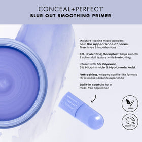 Milani Conceal + Perfect Blur Out Primer applied on skin demonstrates soft-focus finish.