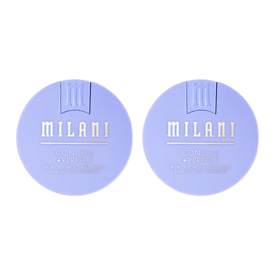 Milani Conceal + Perfect Blur Out Primer packaging front promotes easy makeup prep.