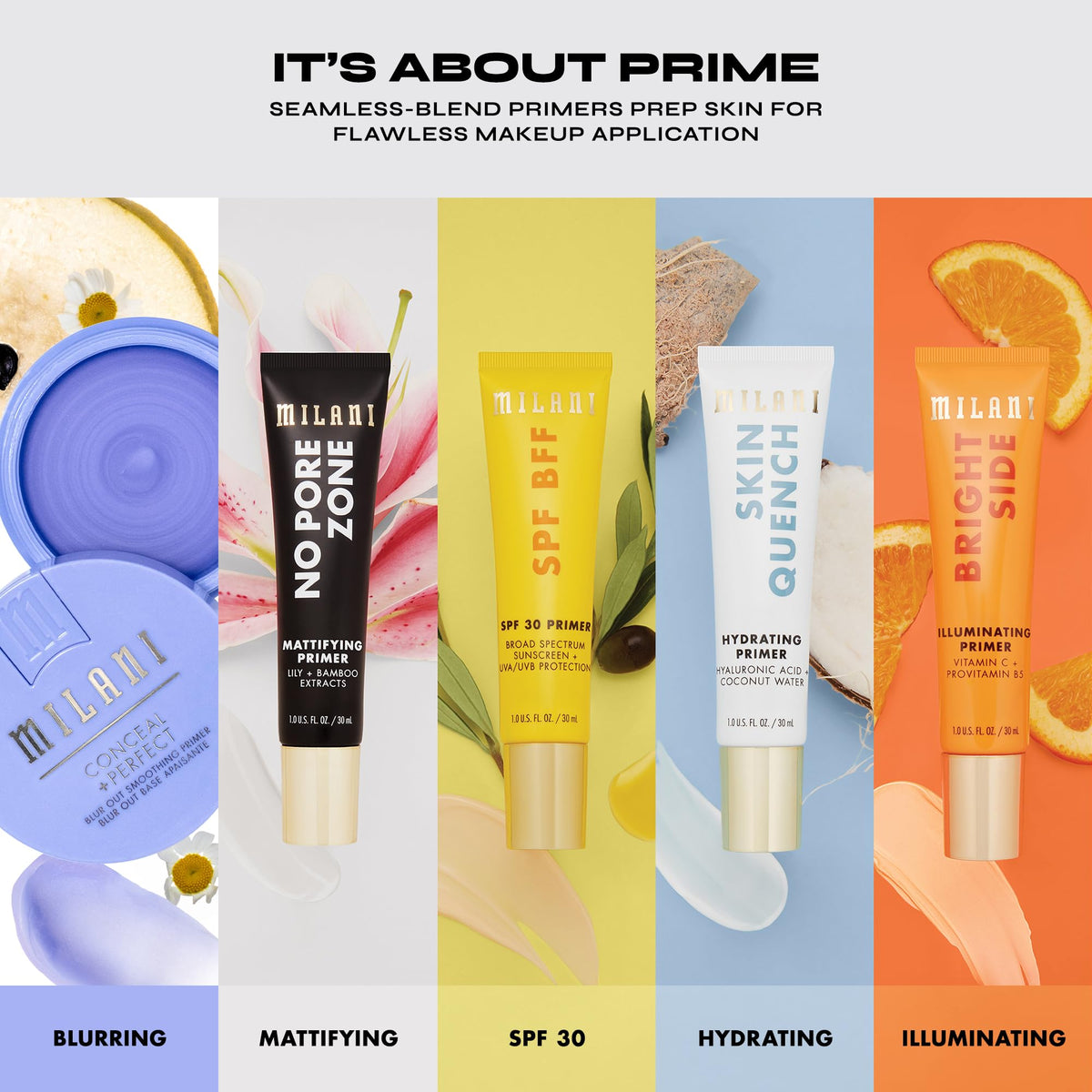 Milani Conceal + Perfect Blur Out Primer under foundation helps makeup grip.