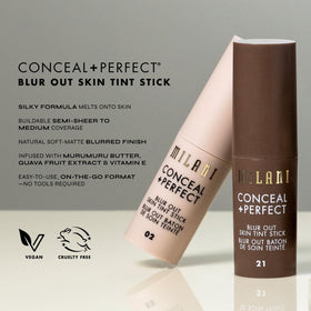 Milani Conceal + Perfect Blur Out Skin Tint Stick covers 25-shade range for variety.