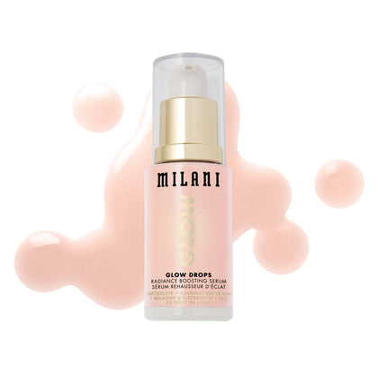Milani Glow Drops bottle and dropper for radiant hydration.