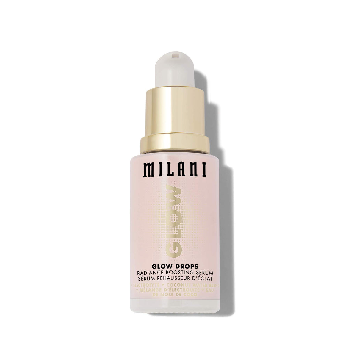 Milani Glow Drops dropper releasing a dewy serum.