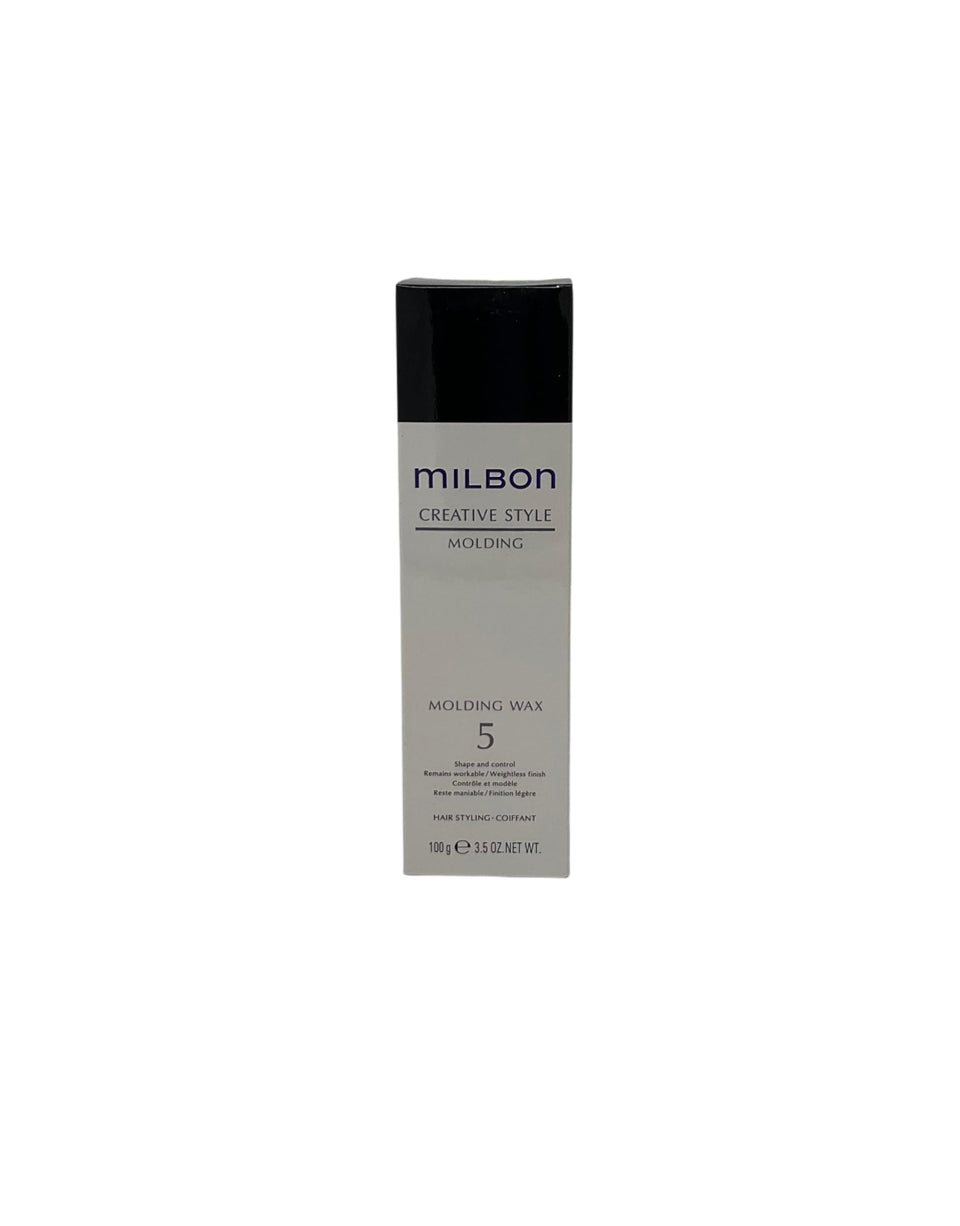 Milbon Creative Style Molding Wax 5 jar close-up demonstrating flexible hold for defined styling