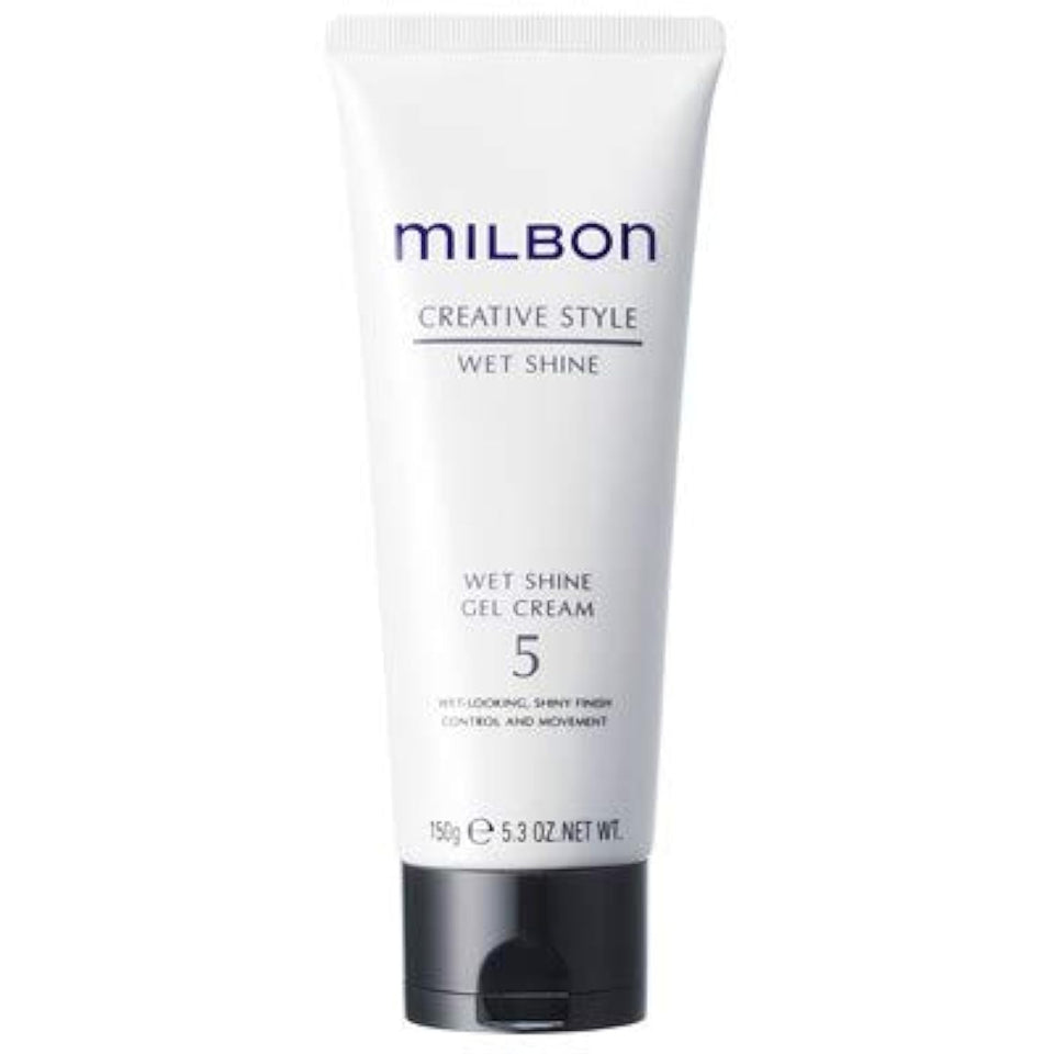 Milbon Creative Style Wet Shine 5.3oz bottle for high-gloss, polished looks