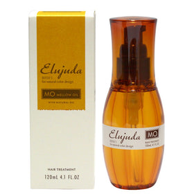 Milbon Elujuda MO Fluent Oil bottle smooths coarse hair for easier styling.