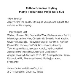 Milbon Matte Texturizing Paste styling session demonstrates matte finish with humidity resistance