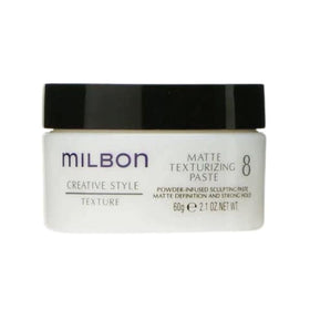 Milbon Matte Texturizing Paste packshot highlights lightweight hold for versatile styles