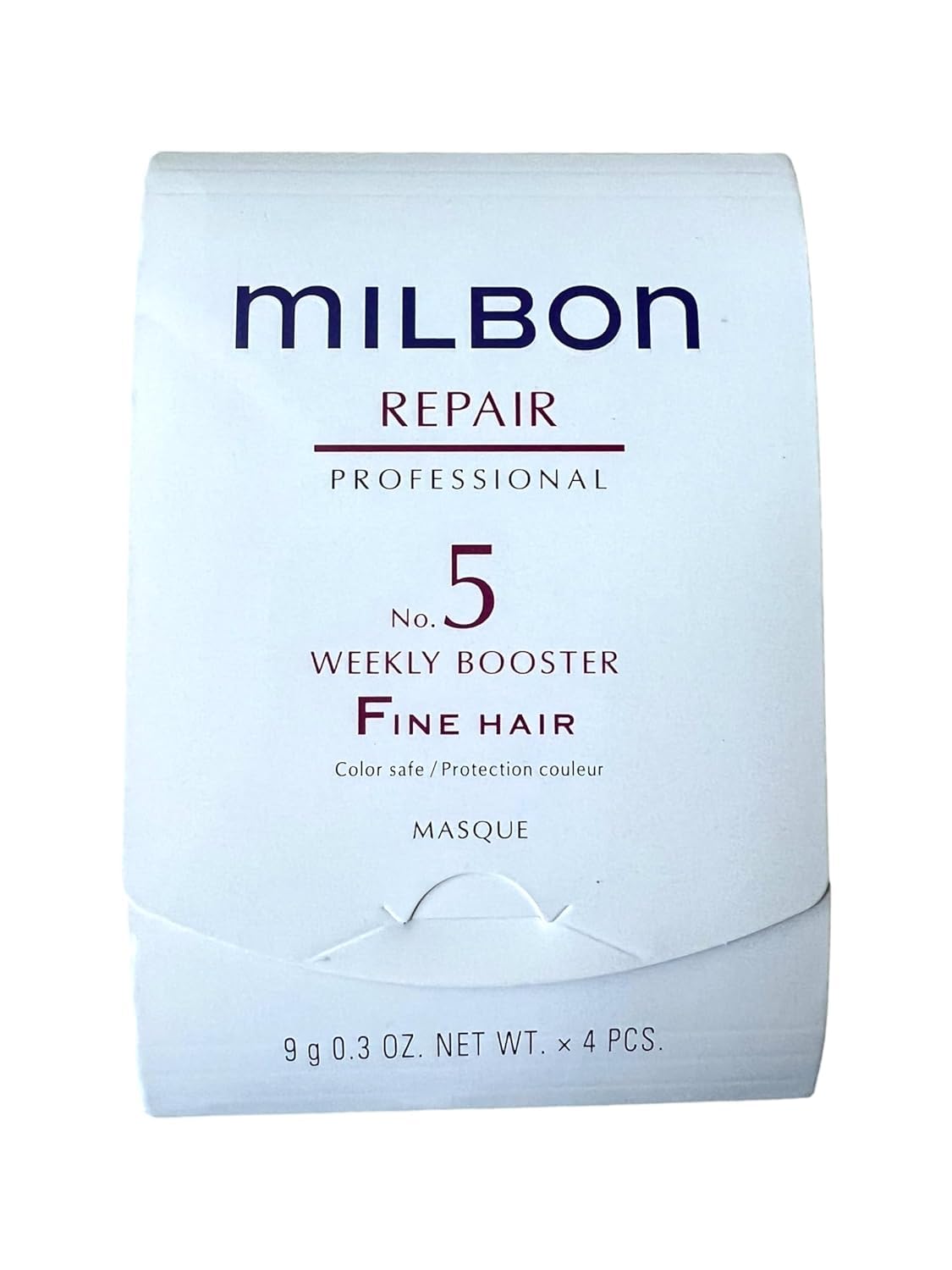 Milbon Repair No. 5 bottle close-up, nourishing formula for fine hair
