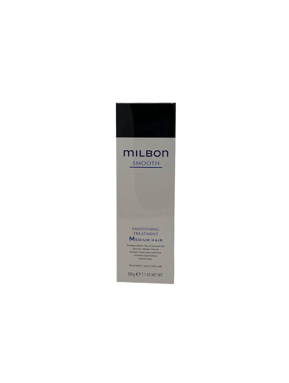 Milbon Smooth Conditioning bottle close-up for silky, manageable hair