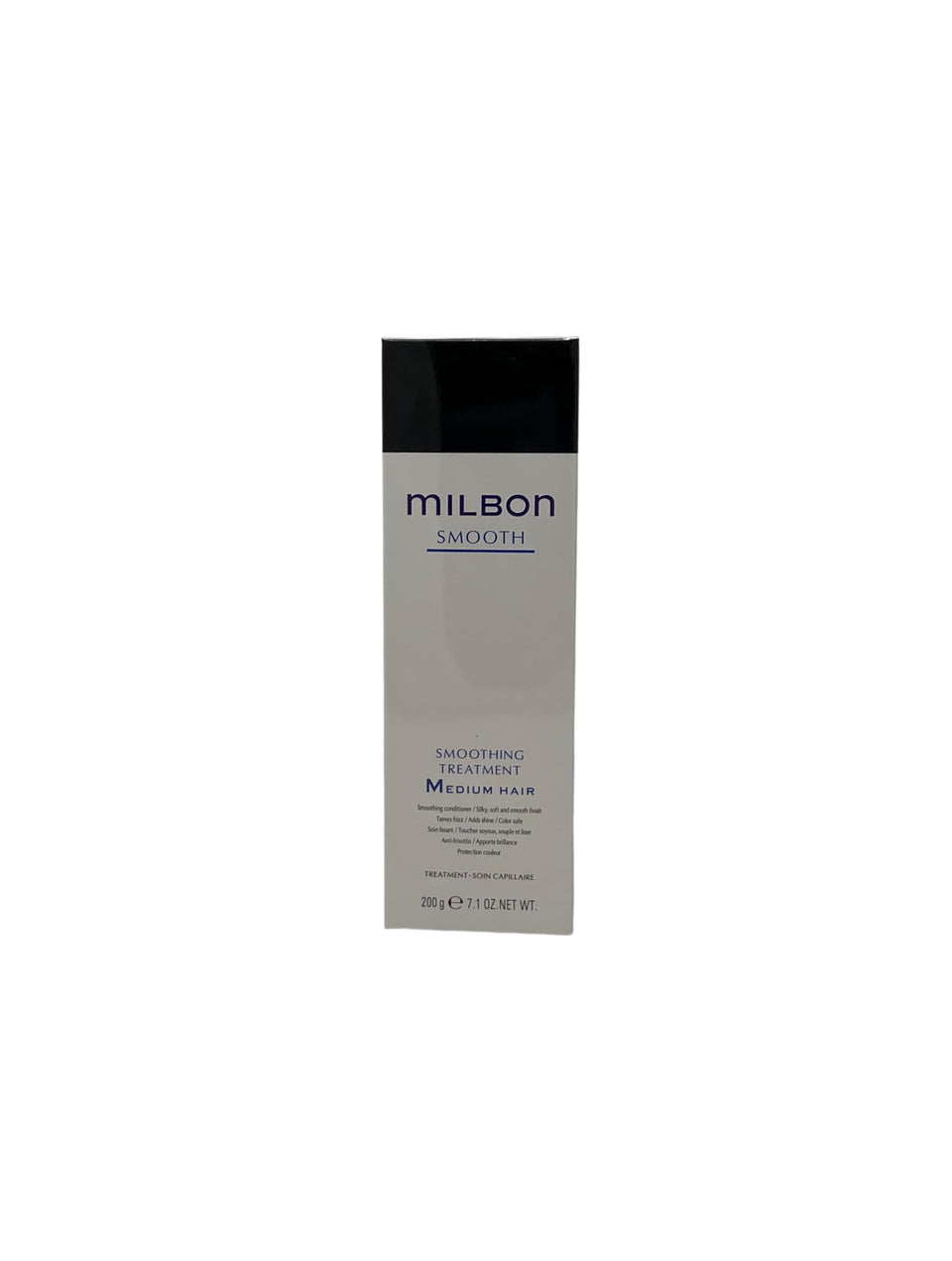 Milbon Smooth Conditioning bottle close-up for silky, manageable hair