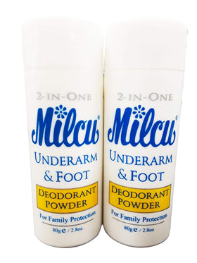 Milcu deodorant powder bottle for underarms and feet delivering long-lasting freshness